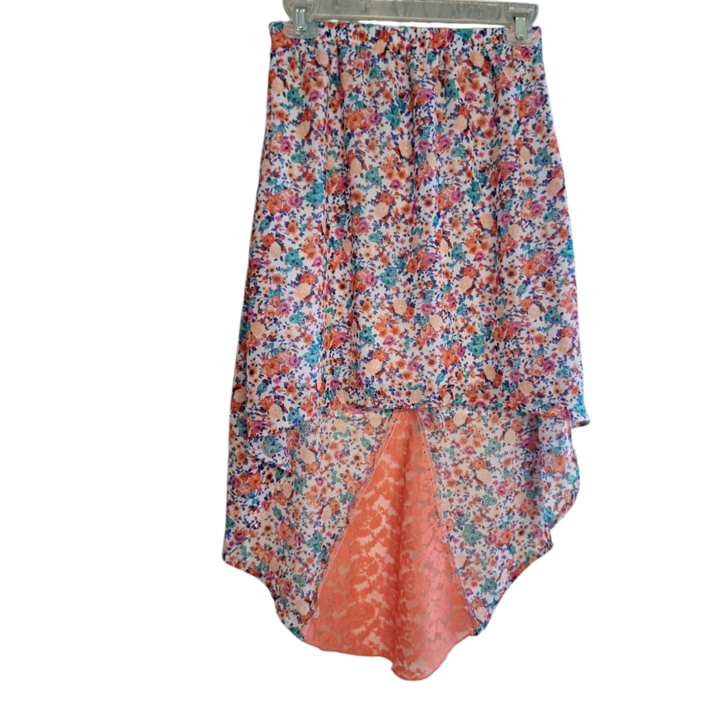 Tempted Floral High-Low Girls Skirt